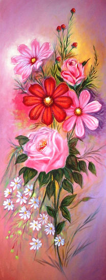 flores,,, Acrylic Canvas Floral Painting