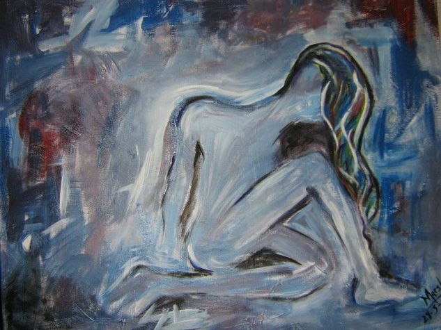 "La Espera" Mixed media Canvas Figure Painting