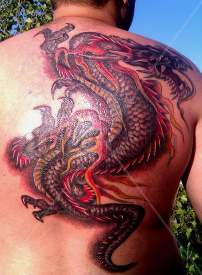 Dragón de fuego,tattoo Moacir Lemos Tinta Piel Animales