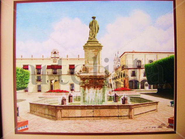 FUENTE DE LOS PERRITOS Acuarela Papel Paisaje