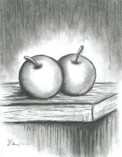 Two apples Charcoal