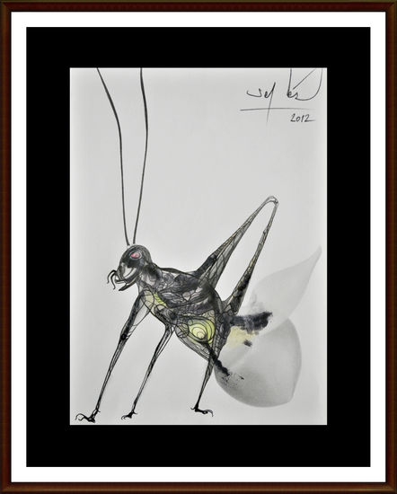 Psico-Insecto Saltamontes del Matorral Mixed Media