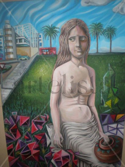 EL MUELLE. PASADO PRESENTE FUTURO Oil Canvas Figure Painting