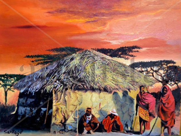 Tribu africana Oil Canvas Landscaping