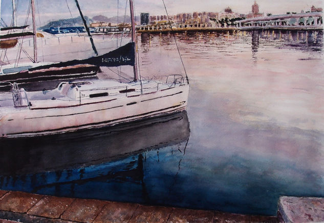 Málaga, el puerto Watercolour Paper Marine Painting