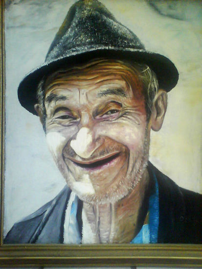 viejo Óleo Lienzo Retrato