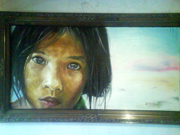 niña peru Óleo Lienzo Retrato