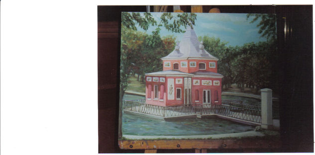 casa en el retiro Oil Canvas Landscaping