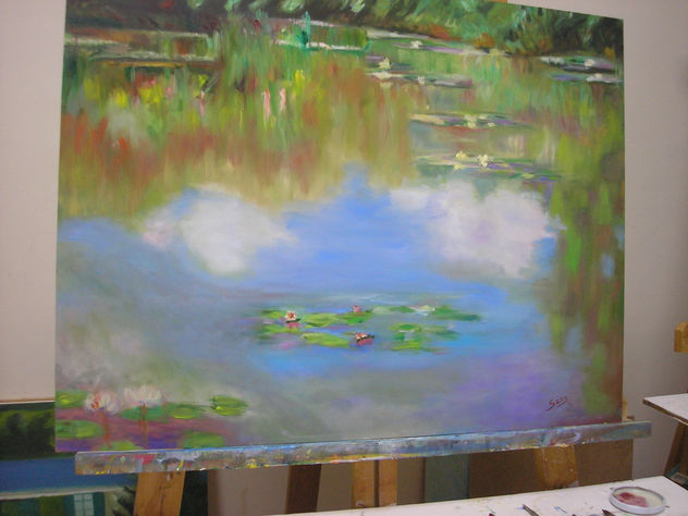 copia de Monet, reflejo de las nubes