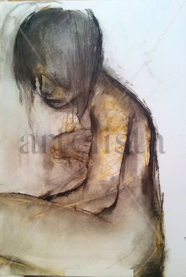 la profunda vida Pastel Paper Figure Painting