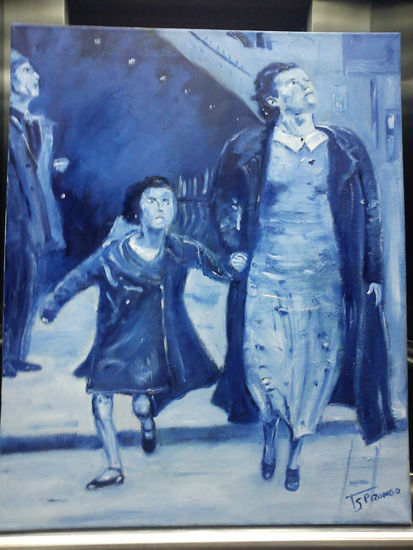 Spanish Bombs Oil Canvas Figure Painting