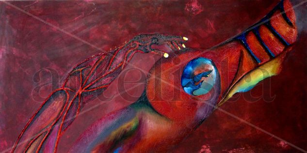 Fly in the Moon Oil Others Figure Painting