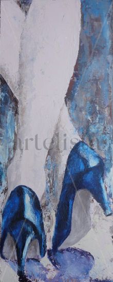 Zapatos de tacón azules Acrylic Panel Figure Painting