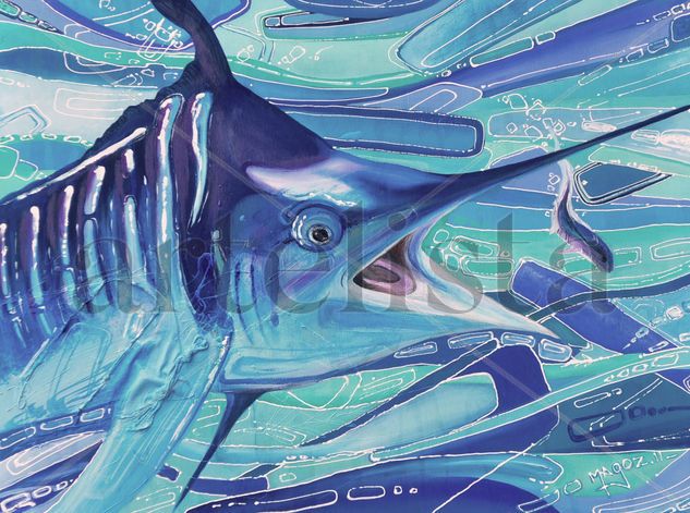 Marlin Azul Acrylic Panel Marine Painting