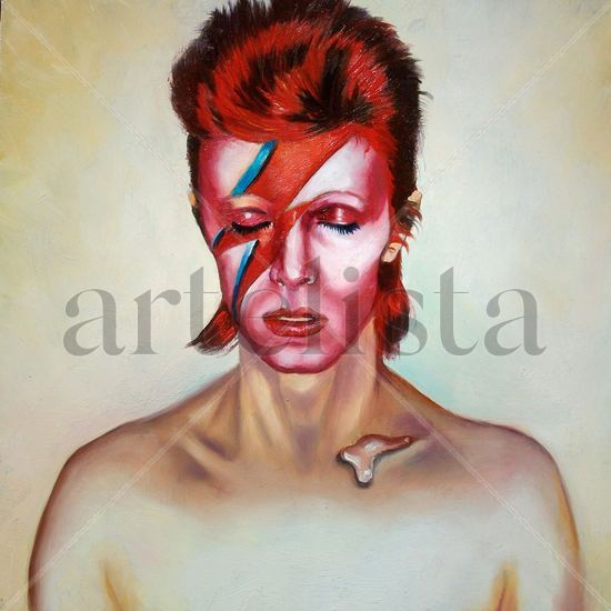 Bowie Oil Panel Portrait