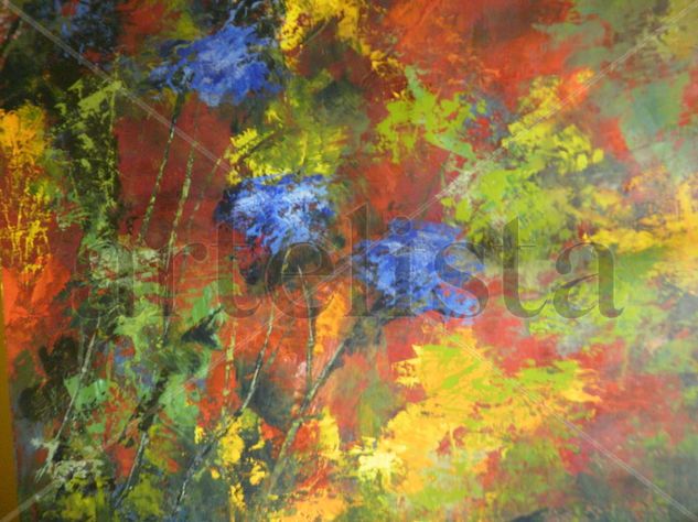 Flor azul Acrylic Panel Floral Painting