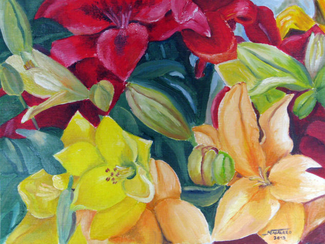 Colores...perfumes... Oil Paper Floral Painting