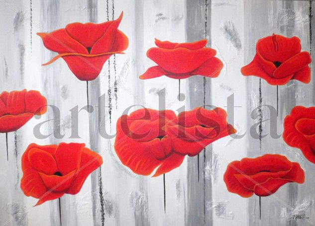 Vol de coquelicots Acrylic Canvas Floral Painting