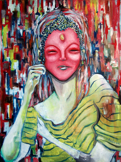 Máscara Thai Oil Canvas Figure Painting