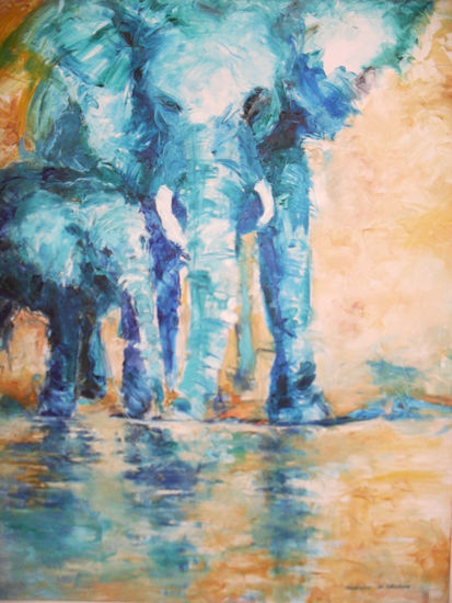 Maternidad en azul Oil Canvas Animals