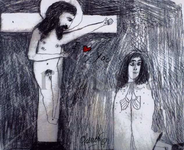 Jesus loves me Mixed media Panel Others