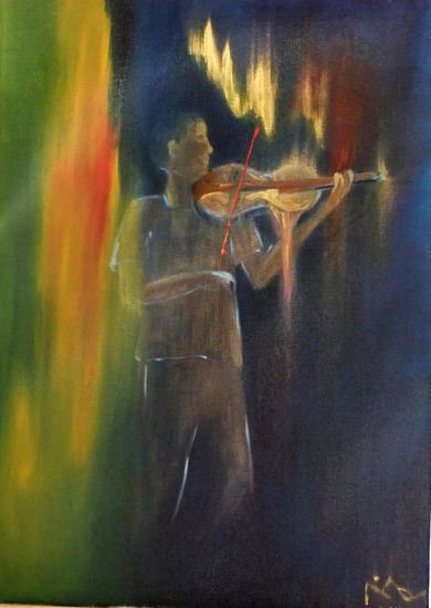 MUSICA VIOLIN Oil Canvas Figure Painting