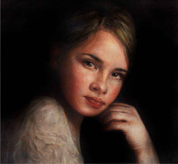 La mirada del alma Oil Canvas Portrait