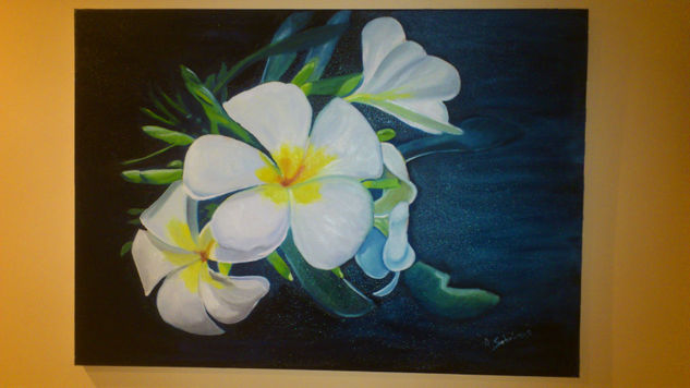 Flores blancas Oil Canvas Landscaping