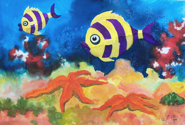 peces amarillo y violeta
