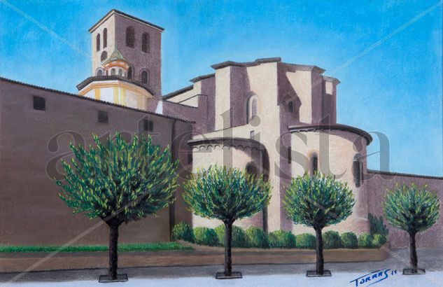 Catedral de Solsona Pastel Cartulina Paisaje