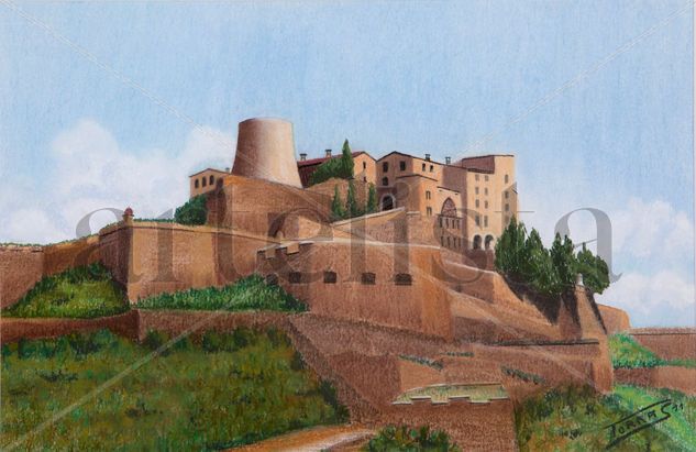 Castell de Cardona Pastel Cartulina Paisaje