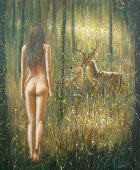 Los secretos del bosque Oil Panel Nude Paintings