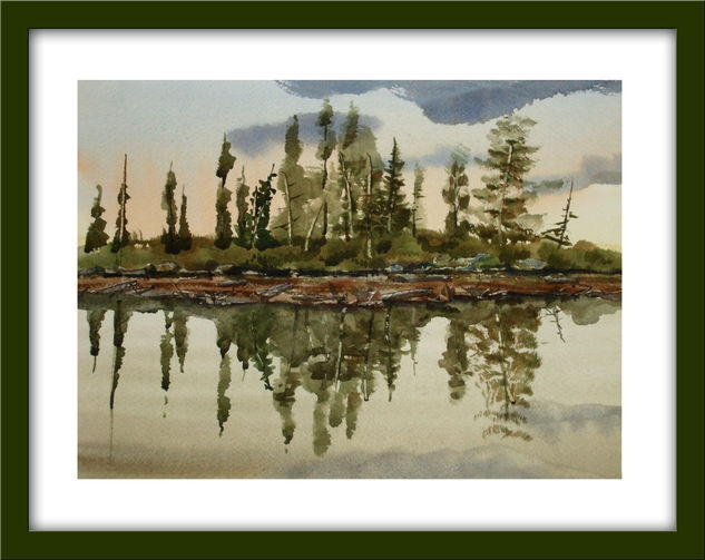 arboles frente al lago Watercolour Paper Landscaping