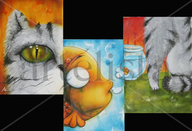 previo Mixed media Panel Animals