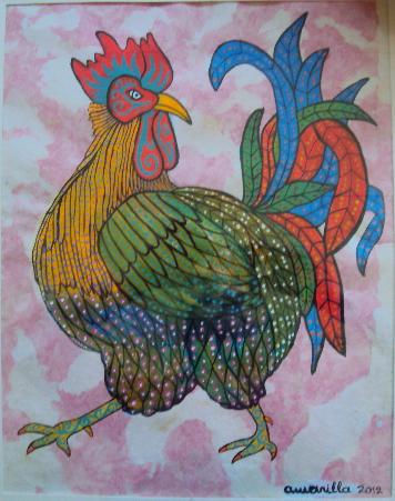 El gallo alebrije Acrylic Paper Animals