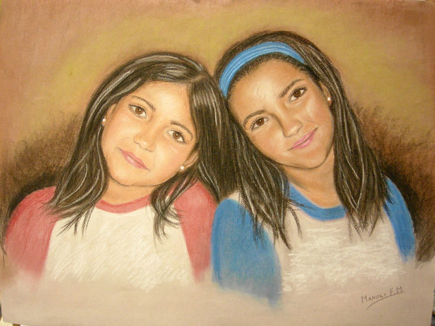 dos estrellas Pastel Paper Portrait