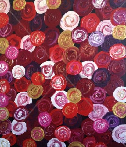 Hav av rosor 2.0 Acrylic Canvas Floral Painting