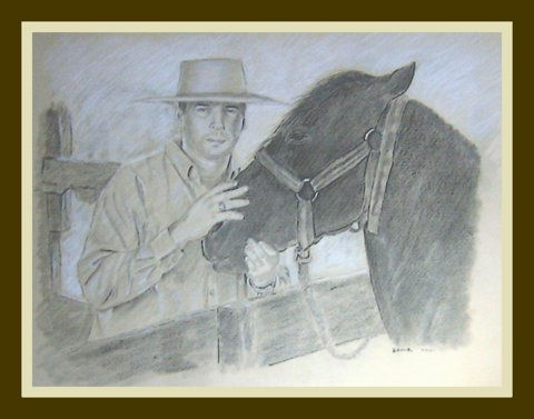 Hombre y su caballo Charcoal