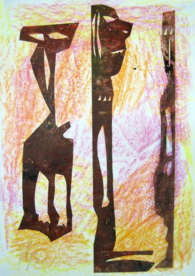 Tres personajes de Chedmik Mixed media Card Others