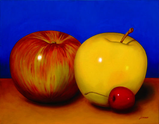 manzanas y cereza Oil Canvas Still Life Paintings