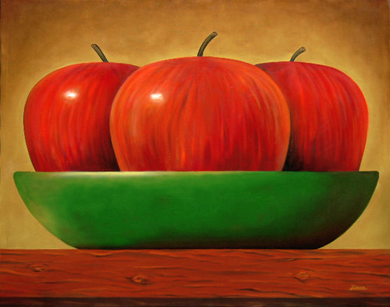 manzanas en platon verde Oil Canvas Still Life Paintings