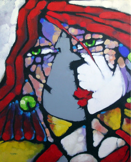 MIRADA PELIRROJA Acrylic Panel Figure Painting