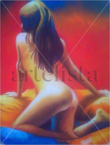 La Espera II Pastel Paper Nude Paintings