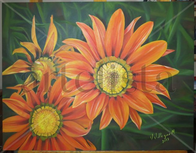 Gazanias-II Oil Canvas Floral Painting