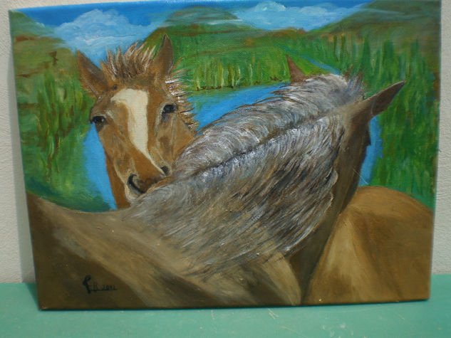 pelea de caballoos Oil Canvas Animals