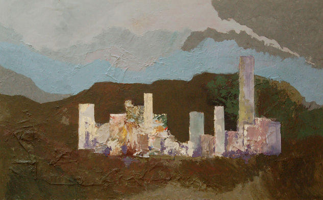 Ciudad 7 Mixed media Panel Landscaping