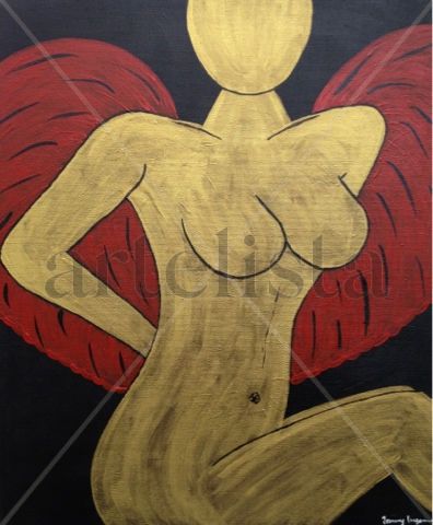 Ängel - sittande Acrylic Canvas Nude Paintings