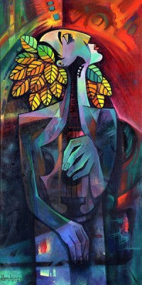 la musa de la musica Acrylic Textile Figure Painting