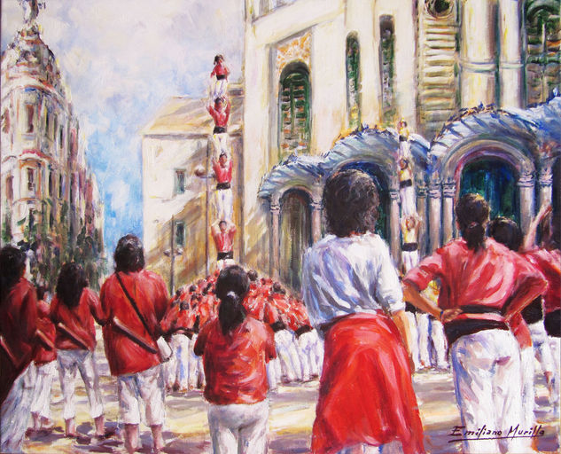 Castellers Oil Canvas Landscaping