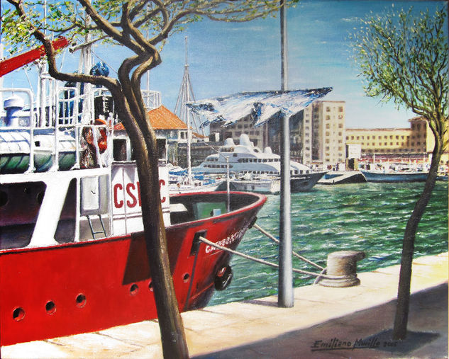 Puerto de Barcelona Oil Canvas Landscaping